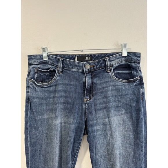 Kut from the Kloth Jeans Women Size 10 Blue Reese Ankle Straight Leg Distressed - Picture 2 of 6